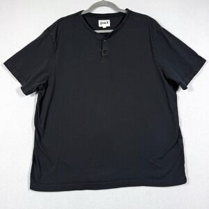 Pact Shirt Men XL Henley Button Short Sleeve Tee Organic Cotton Black Minimalist